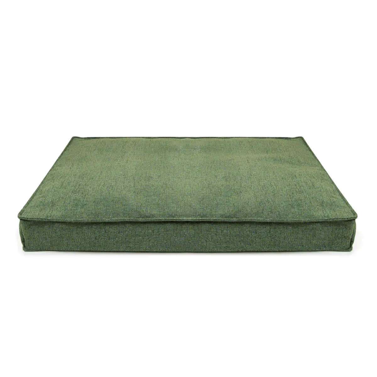 Vlekbestendig orthopedisch hondenkussen Macchia in groen, zijaanzicht - plat model voor bench, auto of bank