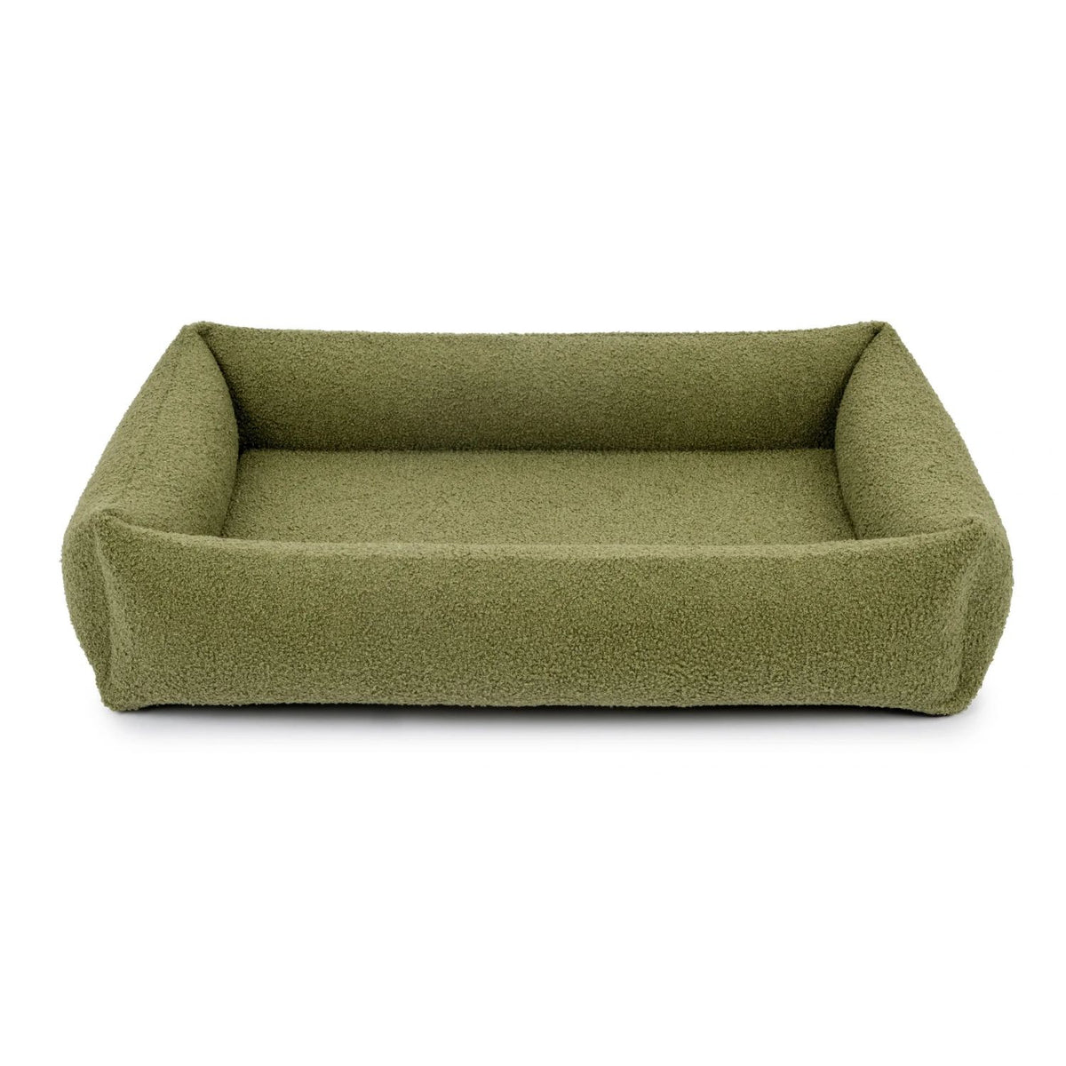 Fluffy hondenmand Soffice in groen met zachte boucléstof en verhoogde rand