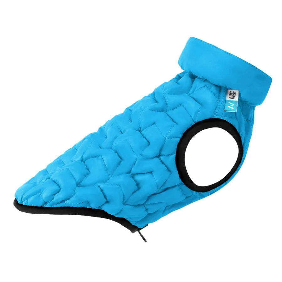 Gewatteerde hondenjas Brezza blauw – zijaanzicht