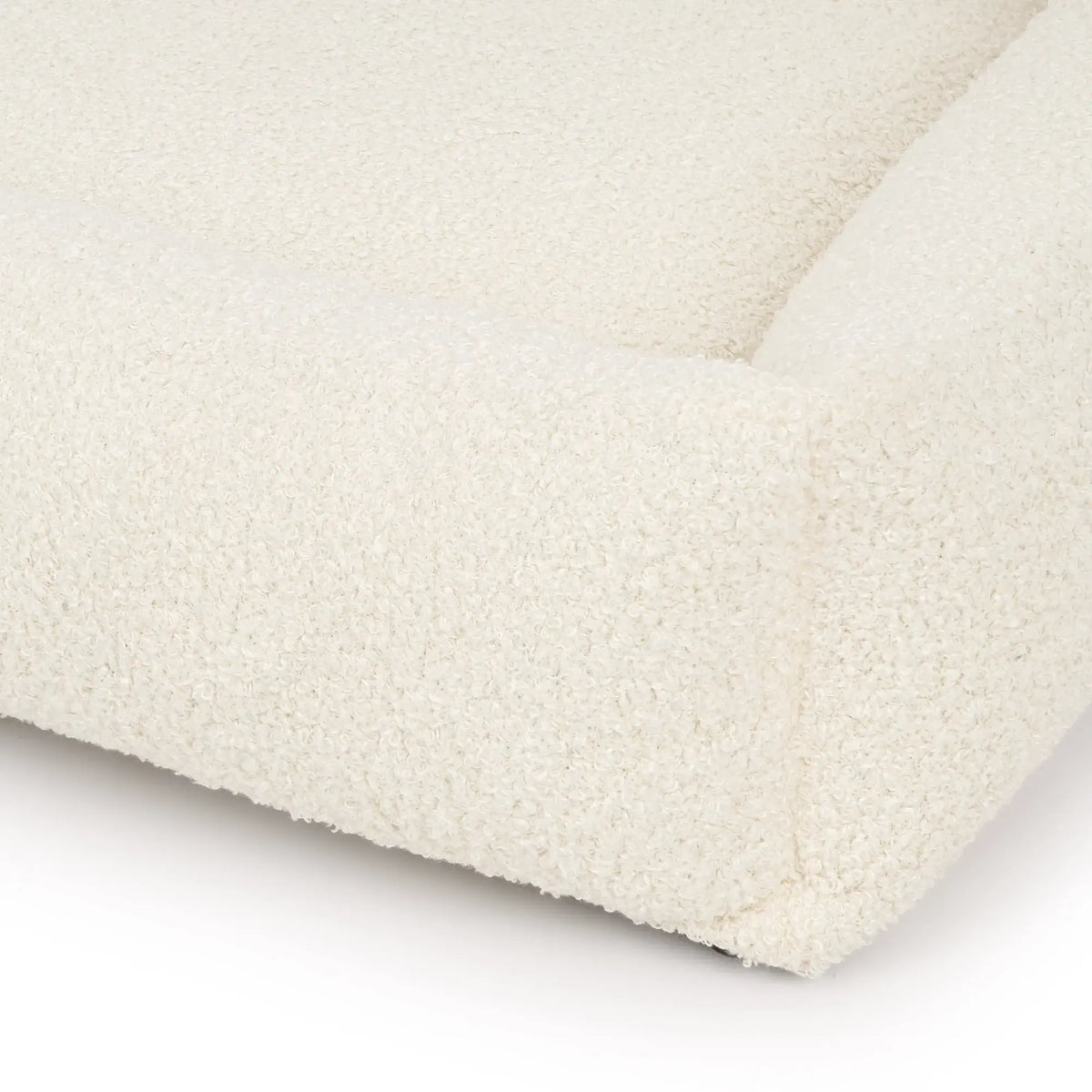 Détail du tissu bouclette moelleux du panier orthopédique Soffice crème