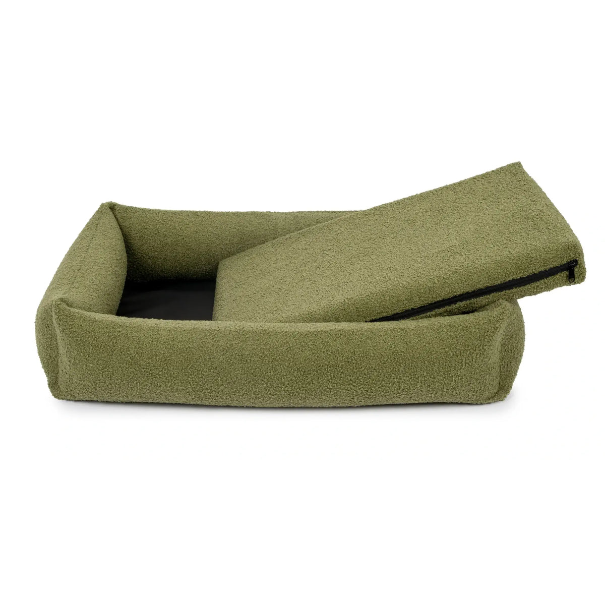 Panier orthopédique pour chien Soffice vert avec matelas amovible et housse amovible à fermeture éclair solide