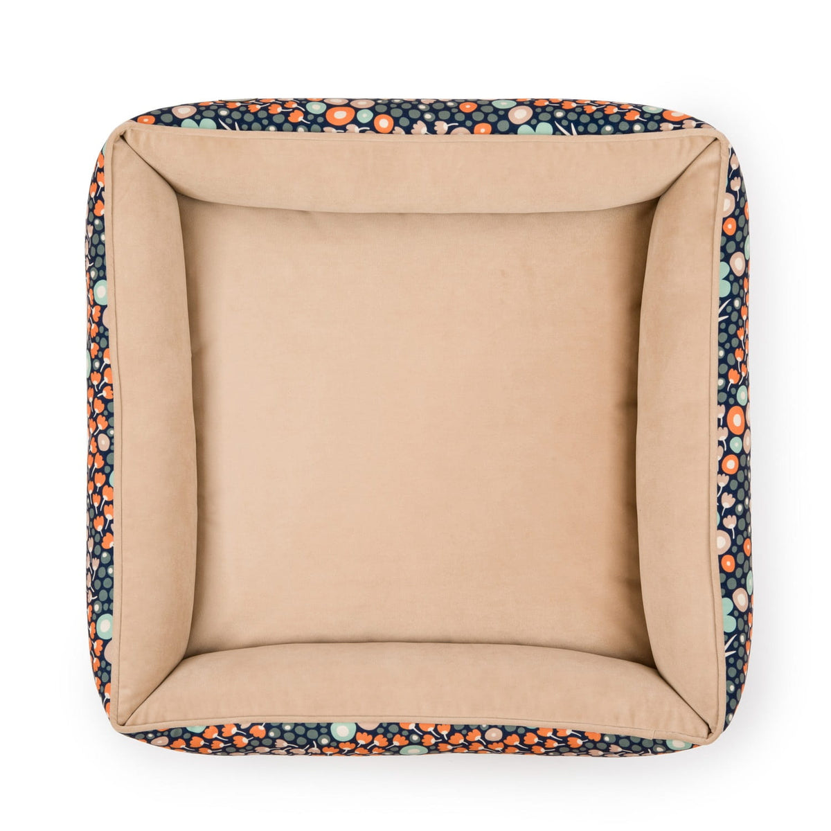 Vierkante hondenbank Quadro in beige — bovenaanzicht